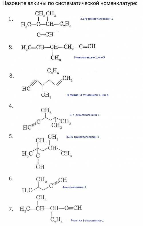 Назовите алкины по систематической номенклатуре