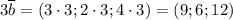 3 \overline b = (3 \cdot 3; 2 \cdot 3; 4 \cdot 3)=(9;6;12)