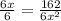 \frac{6x}{6} =\frac{162}{6x^{2} }