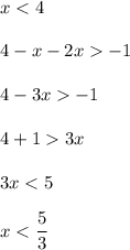 \displaystyle x-1\\\\4-3x-1\\\\4+13x\\\\3x