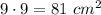 9\cdot9=81\ cm^2