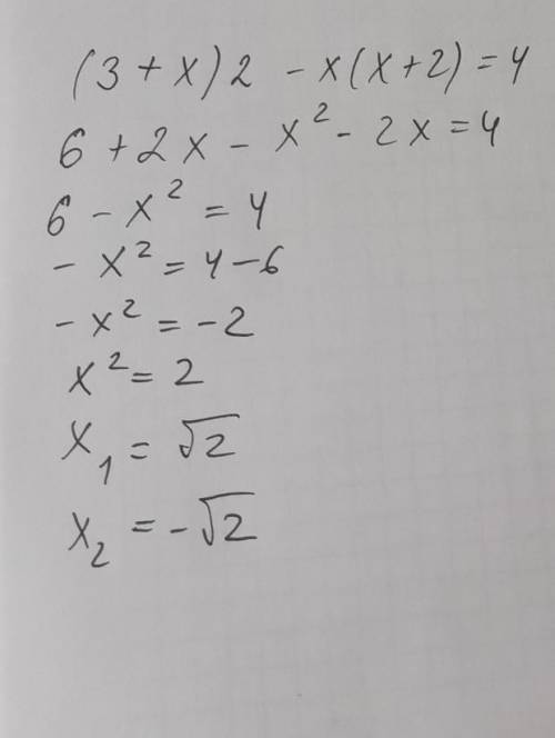 A) (3 + x)2 – x(x + 2) = 4​