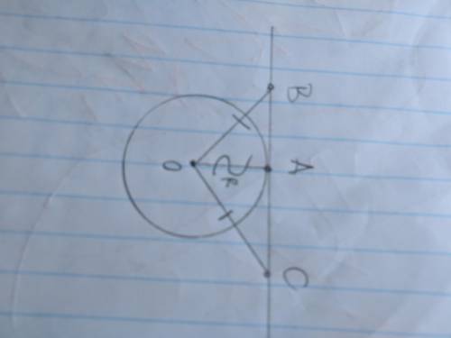 Решите задачу, с рисунком Прямая касается окружности с Центром О в точке А. на касательной по разным