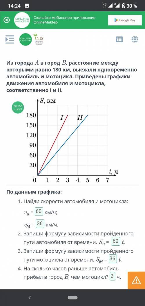 Из города A в город B,расстояние между которыми равна 180 км,выехали одновременно автомобиль и мотоц