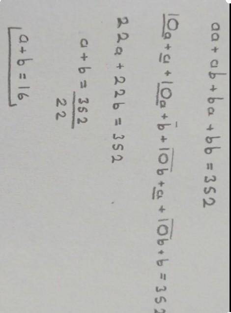 Найдите А + В ? ,если Аа + АВ + ВА + ВВ = 352 .