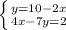 \left \{ {{y=10-2x} \atop {4x-7y=2}} \right.