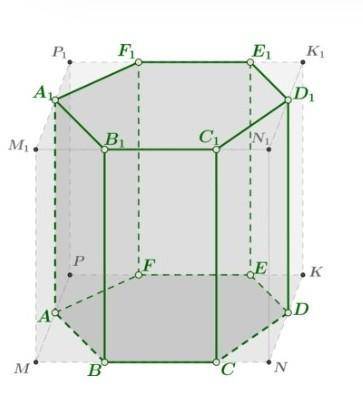 : Дана прямая призма, в основании которой лежит правильный шестиугольник ABCDEF. Эту призму вписали