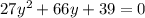 27y^2+66y+39=0