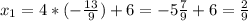 x_1=4*(-\frac{13}{9})+6=-5\frac{7}{9}+6=\frac{2}{9}