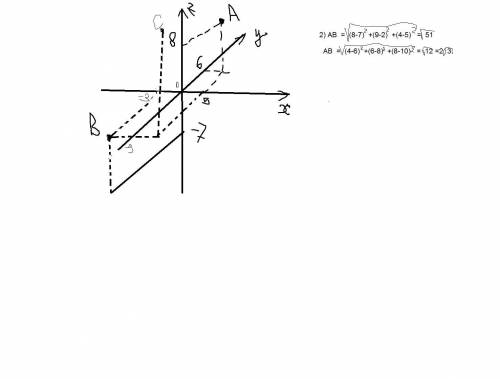 Построить точки с координатами. 1.Построить точки с координатами: A(5;6;8) B(-3;-9;-7), C(5;-9;10).