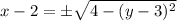 x-2 = \pm \sqrt{4 - (y - 3)^{2}}