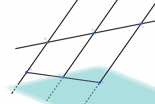 Точки M,H и P - параллельные проекции точек A B и D на плоскости альфа причем точка D принадлежит от