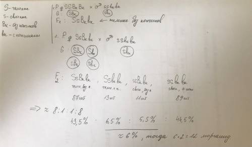 3. При скрещивании растения томата, имеющего темные листья (S) и плоды без кончика (Вк), с сортом, и