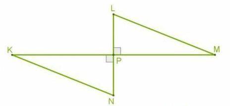 Два перпендикулярных отрезка KM и LN пересекаются в общей серединной точке P. Какой величины∡ N и ∡
