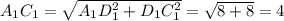 A_1C_1=\sqrt{A_1D_1^2+D_1C_1^2}=\sqrt{8+8}=4