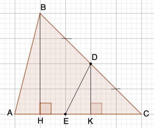 В треугольнике abc на стороне bc отмечена точка d середина этой стороны, а на стороне ac отмечена то