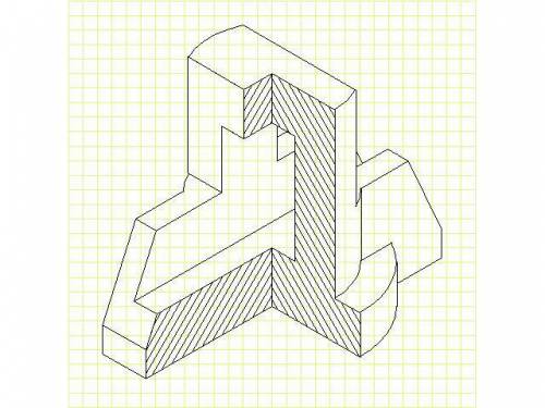 кто может начертить , нужно три вида (спереди, с боку, с верху) и разрез фигуры, вроде аксонометрия