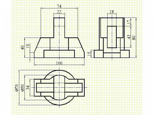 кто может начертить , нужно три вида (спереди, с боку, с верху) и разрез фигуры, вроде аксонометрия