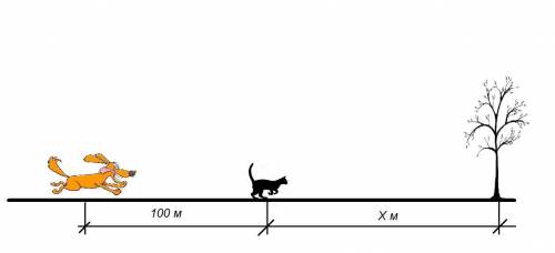 собака в 100 метрах от себя увидела кошку и сразу бросилась за ней. Кошка среагировала мгновенно. Ес