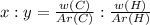 x:y = \frac{w(C)}{Ar(C)}:\frac{w(H)}{Ar(H)}