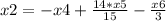 x2=-x4+\frac{14*x5}{15}-\frac{x6}{3}