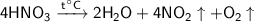 \sf 4HNO_3 \xrightarrow{t^{\circ}C} 2H_2O + 4NO_2\uparrow + O_2\uparrow