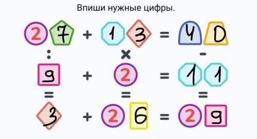 Впишите нужные цифры.