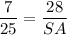 \dfrac{7}{25}=\dfrac{28}{SA}