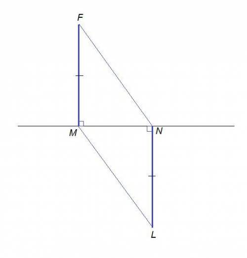 Иs точек F и L, которые расположены по разные стороны от прямой MN, проведены перпендикуляры FM и LN