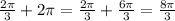 \frac{2\pi }{3} + 2\pi = \frac{2\pi }{3} + \frac{6\pi }{3} = \frac{8\pi }{3}