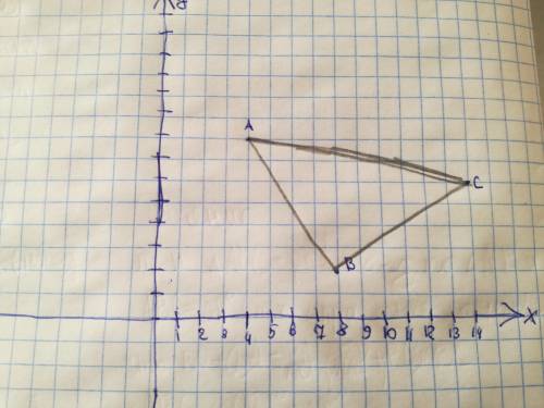 A(4; 8) , b(8; 2), c(14; 6). найдите углы треугольника abc.