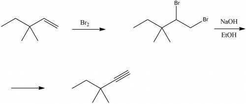 Для 3,3 диметил 1-пентена напишите схему реакции с бромом, а для полученного соединения - с избытком