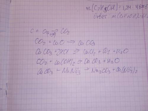 Написать уравнение реакции c→co2→caco3→co2→caco3→ca(no3)2