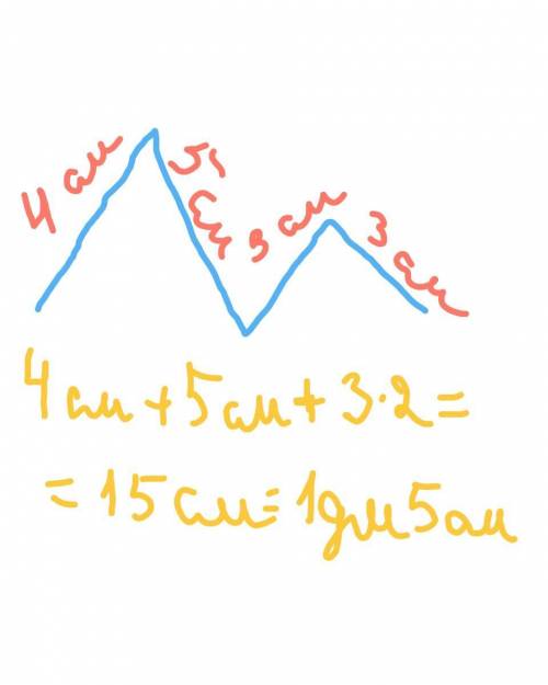 Начертил с карандаша и линейки ломаную линию длина которой находится выражением 4 см+5 см+ 3 см • 2 