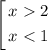 \left[\begin{gathered}x2\\x<1\end{gathered}\right.