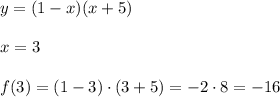 y=(1-x)(x+5) \\\\x=3\\\\f(3)=(1-3)\cdot(3+5)=-2\cdot8=-16