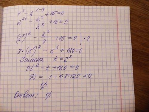 Решить 4^х-2^х-3+15=0 найти наименьшее значение на отрезке [2,√10]