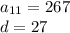 a _{11} = 267 \\ d = 27