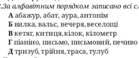 До ть знайти всі слова які пишуться за алфавітним порядком​