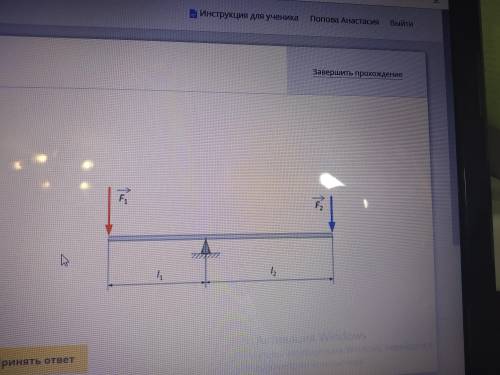 с физикой Определите величину силы F2(в H), которую необходимо приложить со второй стороны рычага, е