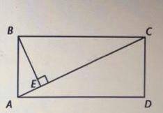 Дан прямоугольник ABCD. У неё есть диагональ AC и перпендикуляр BE против этой диагонали. а) Найди