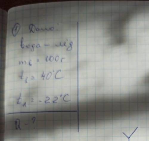 8 класс. Физика. Дано:Вода-лёд m воды-100гt воды=40градусовt льда =22 градусаНайти:Q-? ​