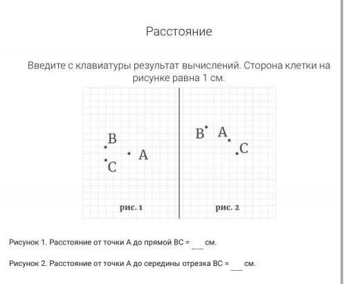 Введите с клавиатуры результат вычислений. Сторона клетки на рисунке равна 1 см.