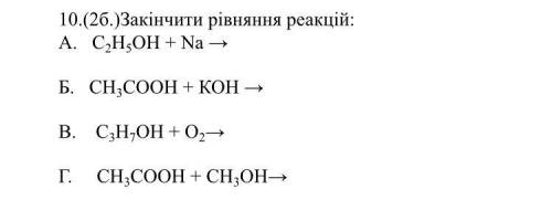 Закінчити рівняння реакцій