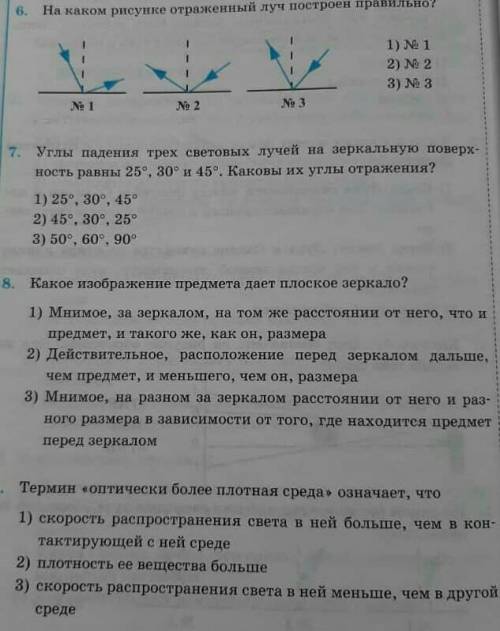 На каком рисунке угол падения светого луча обозначен правильно и эти. во тоже​