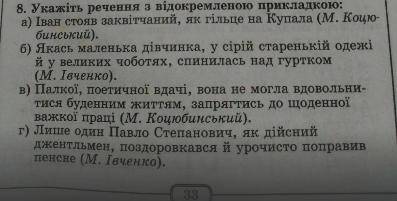 Укажіть речення з відокремленою прикладкою