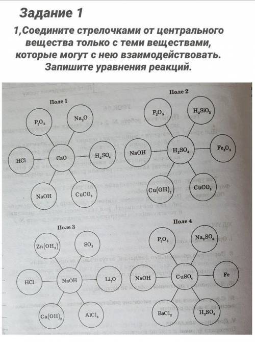 Записать какие вещества могут взаимодействовать и написать уравнение их реакций