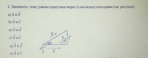 2 Запишите чему равныградусные меры углов между векторами (см. рисунок).​