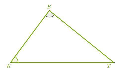 Определи площадь треугольника KBT, если KT = 27 см, ∡K=30°, ∡B=80°. S KBT = _см2 (все приблизительн