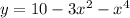 y = 10 - 3 {x}^{2} - {x}^{4}